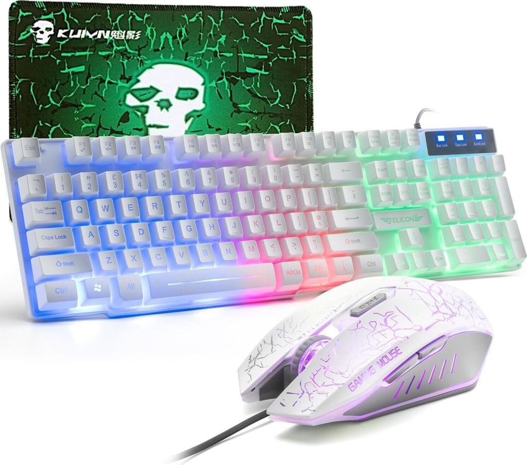 Gaming-Tastatur und Maus-Set, 104 Tasten Rainbow Backlit Produktbild 