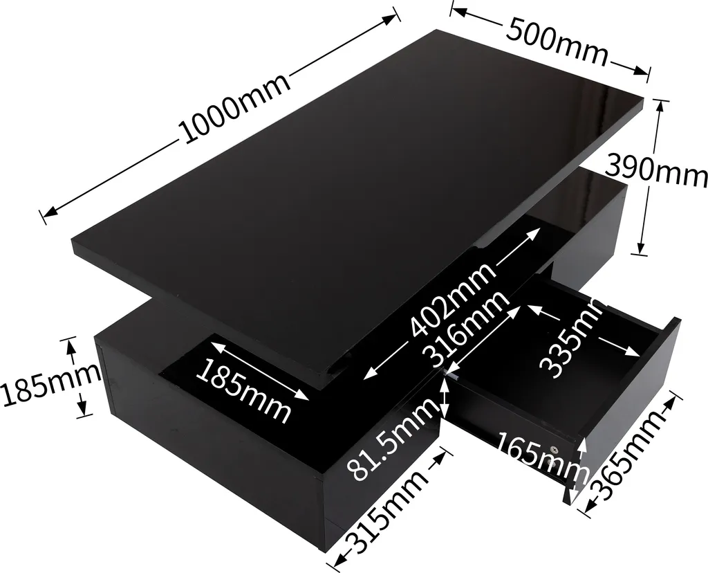 Table Basse Finition Brillante avec Éclairage LED Intégré okwish