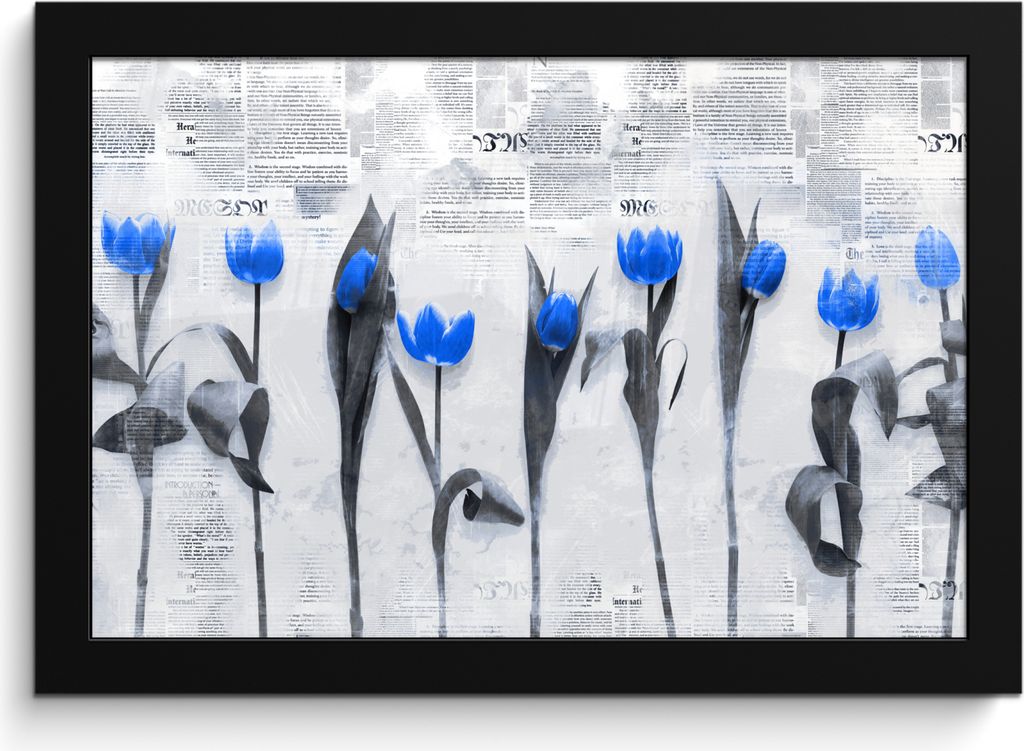 MuchoWow MuchoWow Gerahmtes Poster Blumen - Tulpen - Blau 30x20 cm - Poster mit zchwarzem Bilderrahmen - Kunstdruck - Bild-Poster