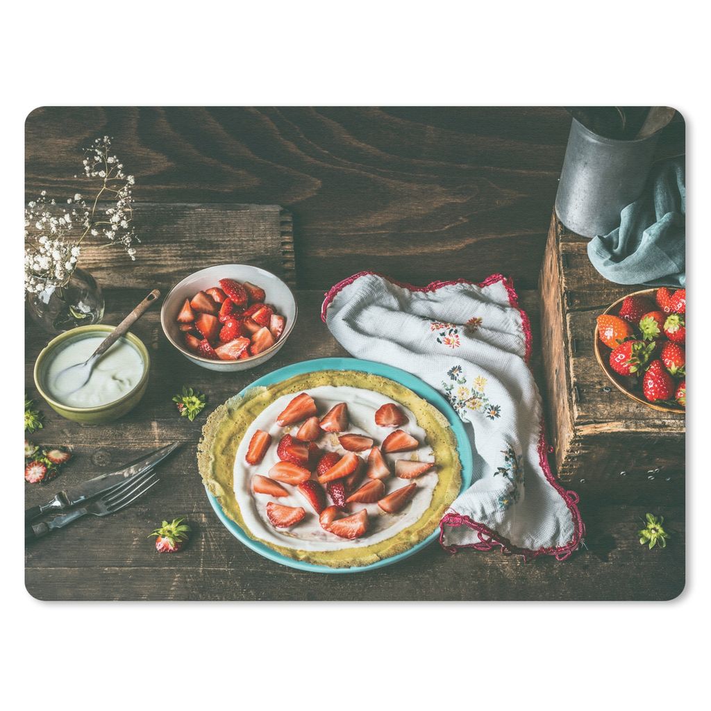 MuchoWow® Mauspad Mousepad Erdbeere - Rustikal - Obst - Produktbild 