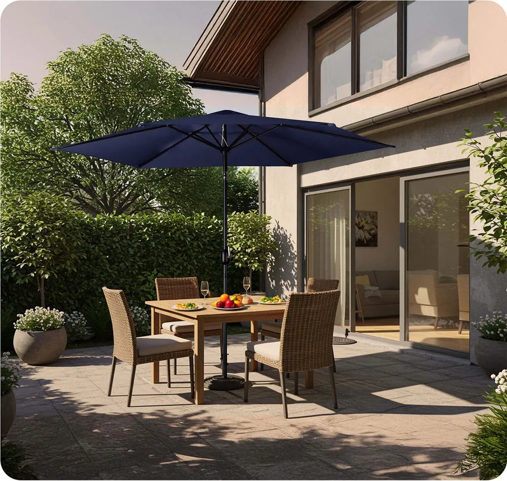 Grand parasol 6 segments pliable 3m avec housse de protection - 12