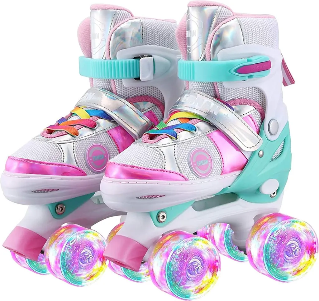 Inline skates rose pour enfants taille M EU35-38 réglables en longueur