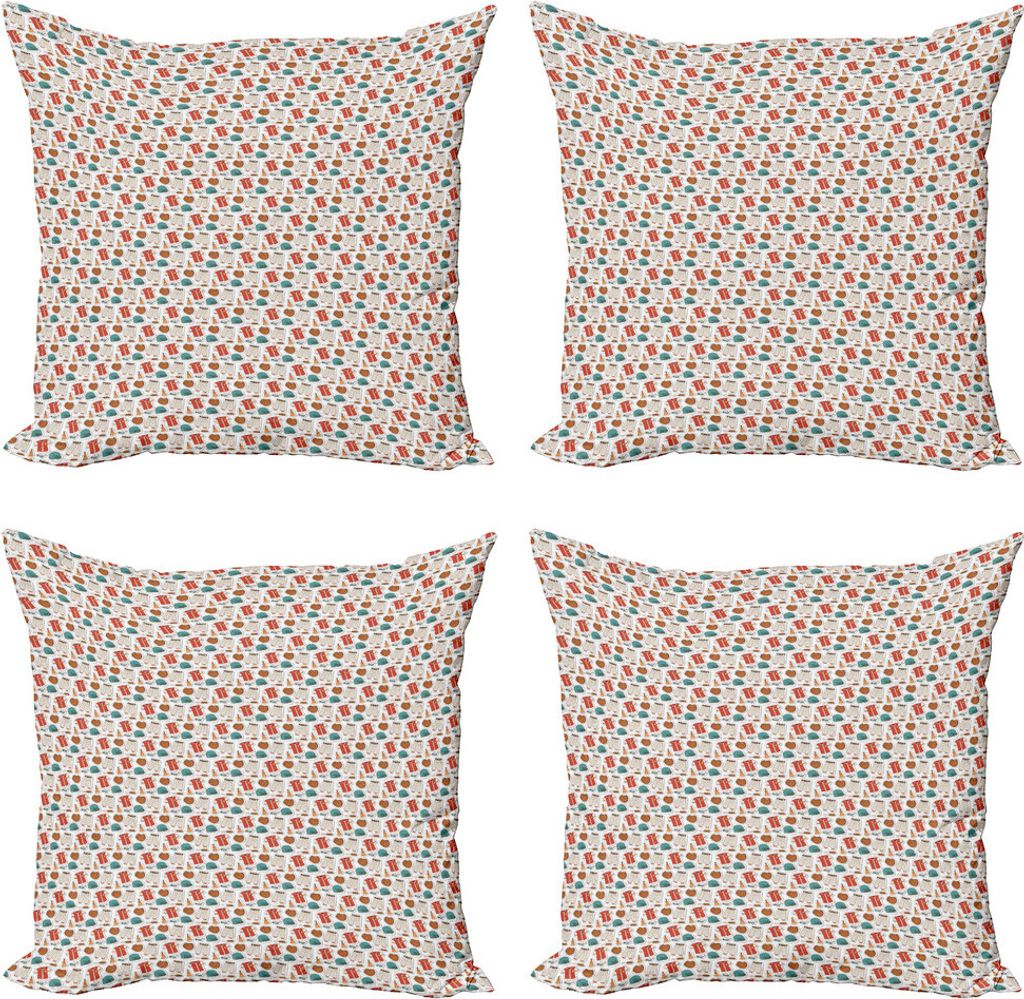 ABAKUHAUS Baseball Kissenbezug Set (4 Stück), American Sports Muster, Moderner Doppelseitiger Digitaldruck, 45 cm x 45 cm, Mehrfarbig