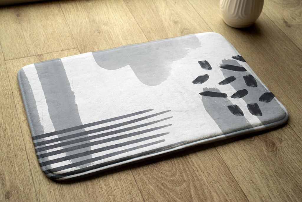 Badteppich Saugfähige - Badezimmer Teppich - Rutschfester Badvorleger Badematte - 90x60 cm - Geometrische Abstraktion