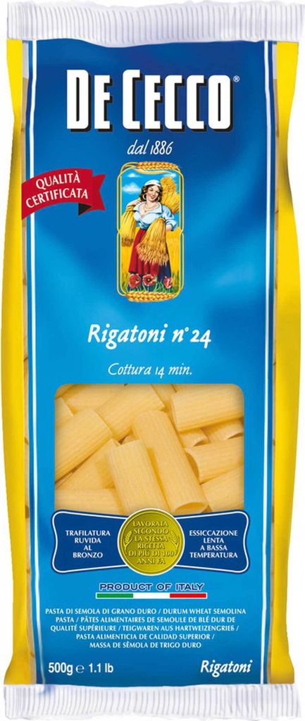 De Cecco QSX0024, Rigatoni, Krátke cestoviny, 500 g, 12 Obrázok produktu 