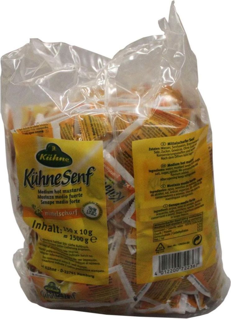 Kühne Senf mittelscharf Portionsbeutel 150 x 10g Produktbild 