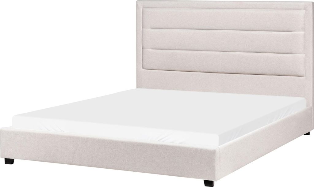 BELIANI Wasserbett Hellbeige Stoff Gesteppt 160x200 cm mit Matratze Wasserbett-Zubehör Hohes Gepolstertes Kopfteil Schlafzimmer Polsterbett Doppel...