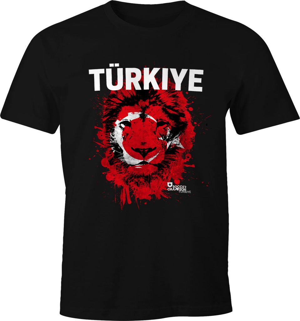 Herren T-Shirt Fanshirt Türkei Türkiye Turkey Fußball EM WM Löwe MoonWorks XS