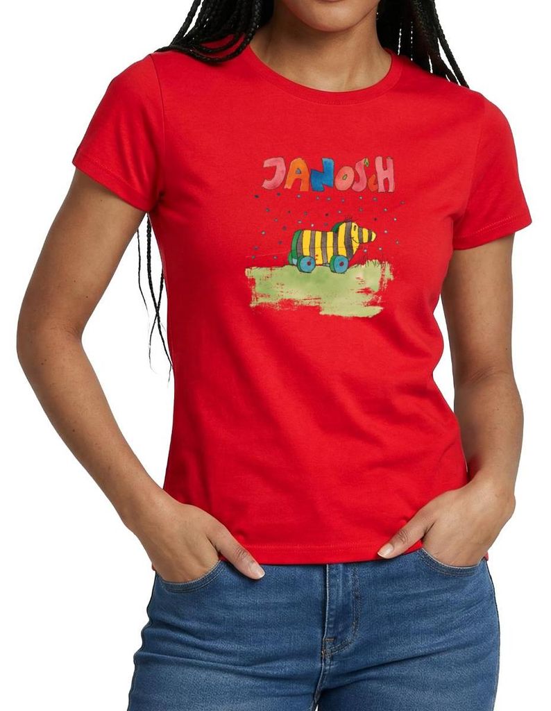 Spreadshirt Janosch Tigerente Schriftzug Frauen T-Shirt, L, Rot