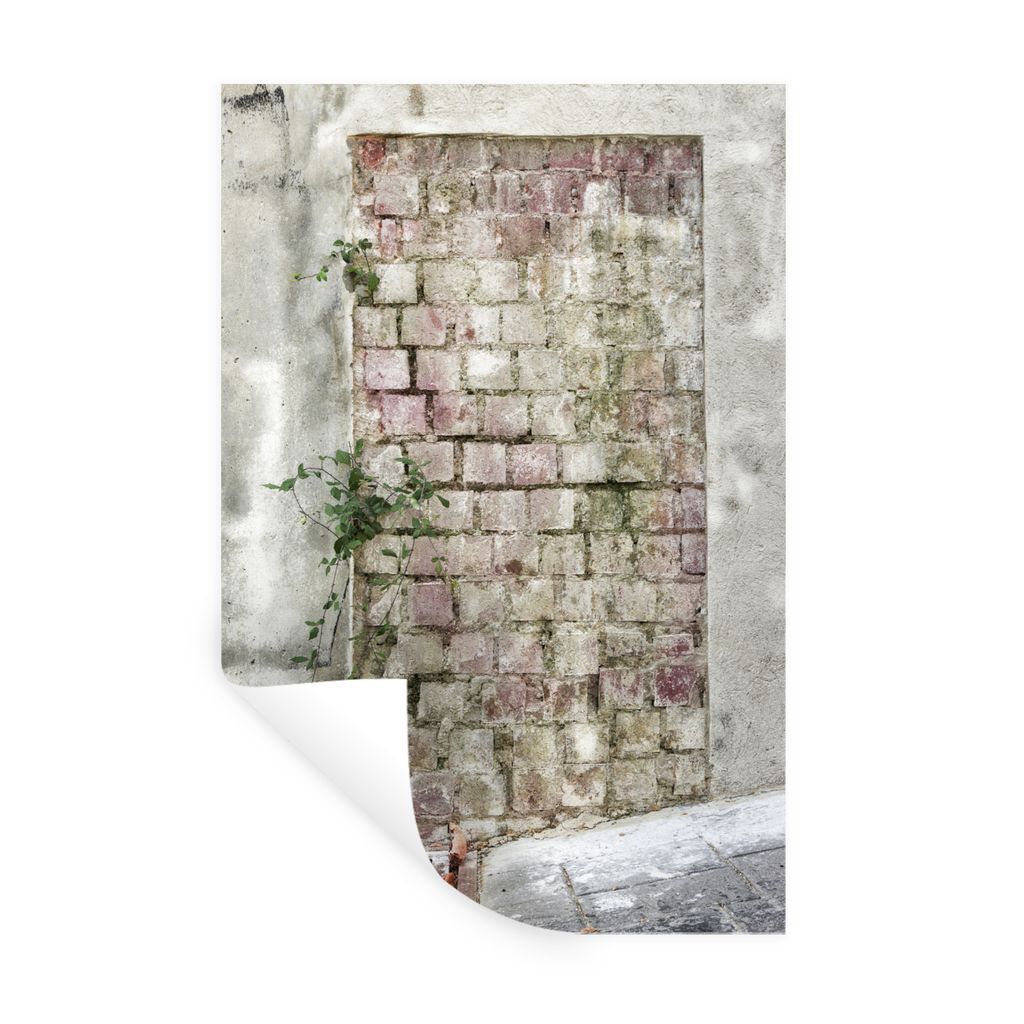 MuchoWow Wandtattoo Wandsticker Wandaufkleber Eine Hedera, die an einer Ziegelmauer wächst 80x120 cm Selbstklebend und Repositionierbar - Reposi...