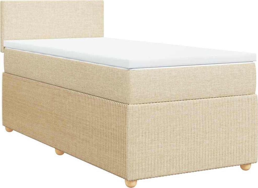 vidaXL Boxspringbett mit Matratze Creme 90x200 cm Stoff