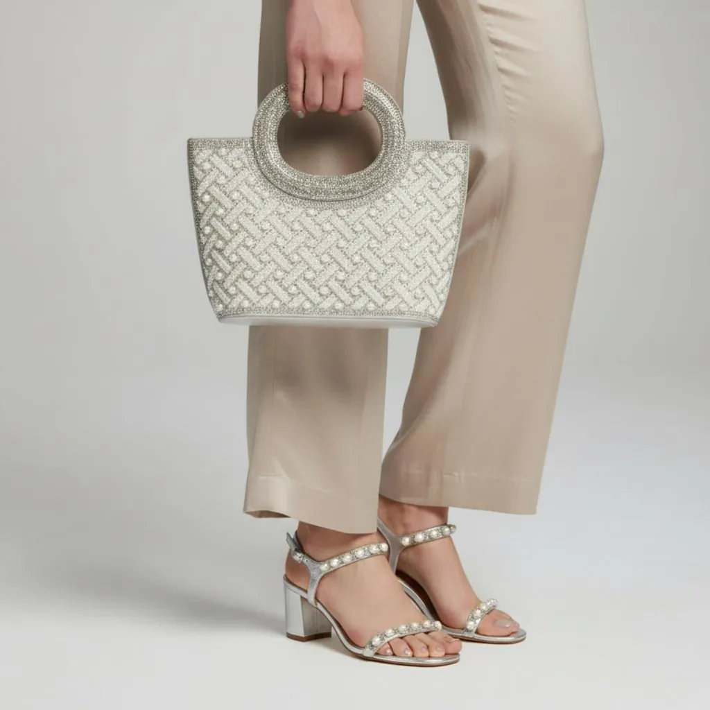 Pochette de cérémonie Luna Chic sertie de perles blanches pour femme