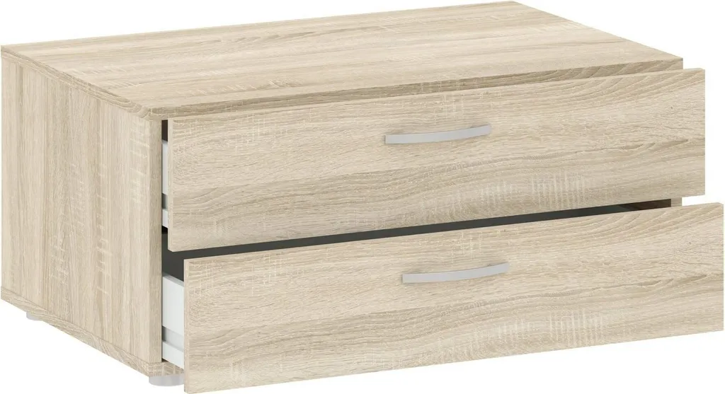 Commode Chêne Brun 2 Tiroirs 74cm de Haut Style Moderne et Robuste
