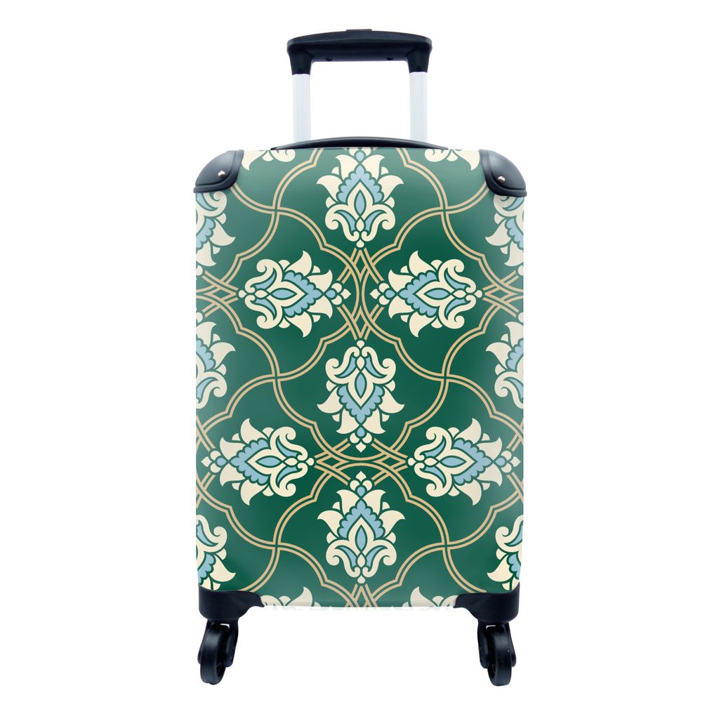 MuchoWow Koffer Handgepäck Trolley Rollkoffer Kleine Reisekoffer mit 4 Rollen - Blumen - Antiquitäten - Design - Cabin Size < 55x40x23 cm & 55x...