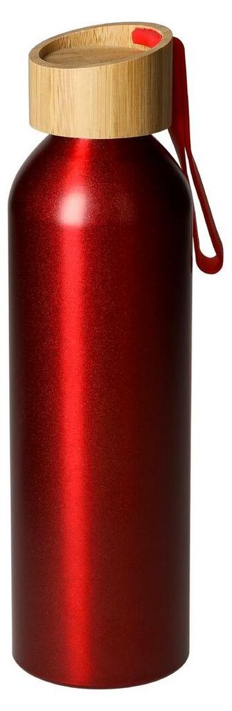 Trinkflasche auslaufsicher 'Bamboo' 600 ml - ultraleichte Wasserflasche für kohlensäurehaltige Getränke - rot/natur
