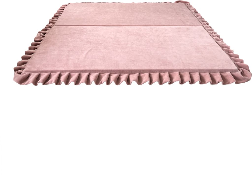 Monio for Kids - Rosa Quadratische XXL Spielmatte aus Weicher Samt Kinder abnehmbarem Bezug Babyspielmatte Kuschelmatte Waschbar Kinderzimmer
