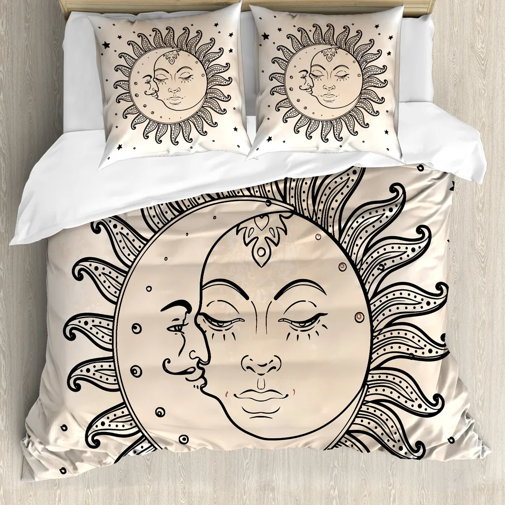 Set Copripiumino ABAKUHAUS Matrimoniale Figure Celesti Antracite Grigio