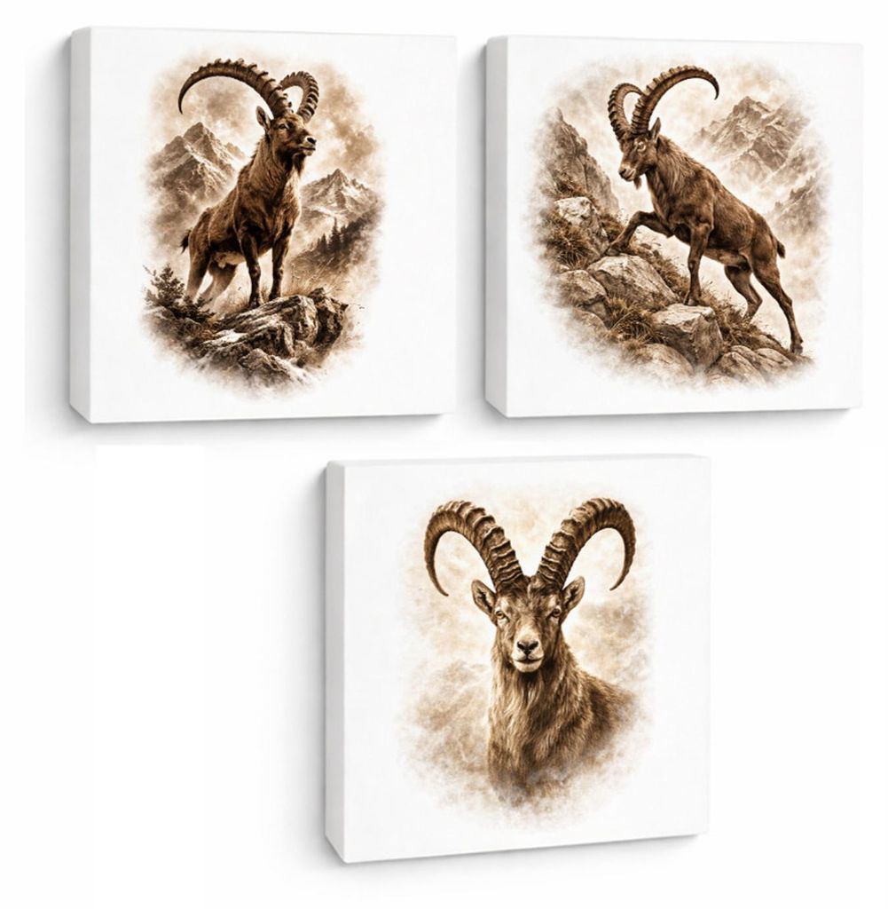 Wild and Free 3er Set Holzbilder in 15x15 cm zum Stellen oder Aufhängen er 3er