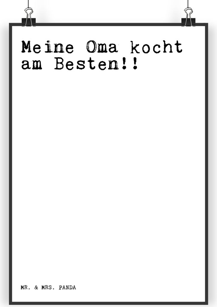 Mr. & Mrs. Panda Bild Meine Oma kocht am... DIN A3 - Weiß - Geschenk, Großeltern, Sprüche, wandkunst, drucke, Enkel, wanddeko, Wandbild, Enkelki...