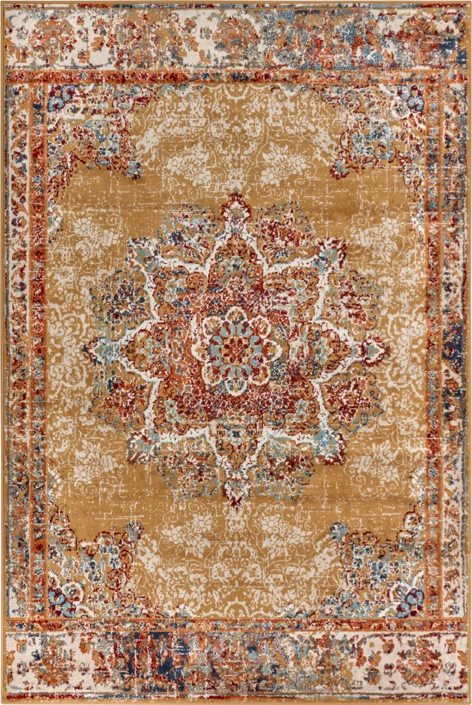 Tapis pour chambre ou séjour Luxor Maderno Or Multicolore doux et design