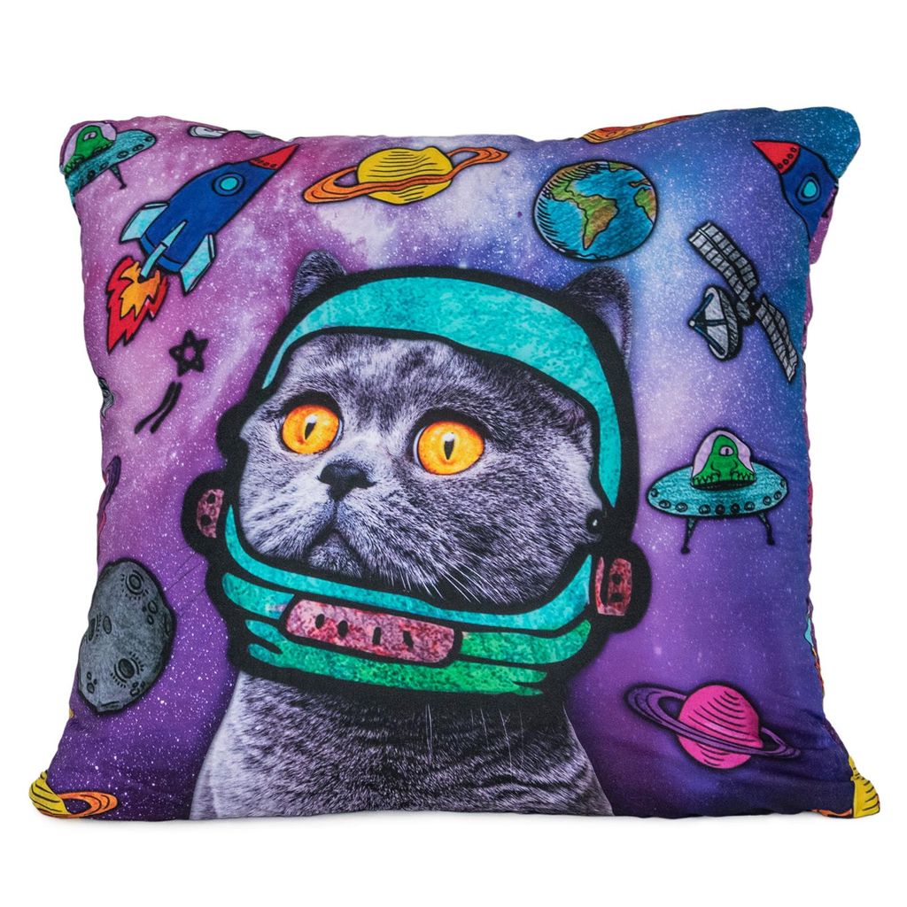 cosey Kissenbezug 45x45, Kissenhülle mit Motiv für Dekokissen, Sofakissen – verschiedene Motive Polyester D4 Astronaut Cat