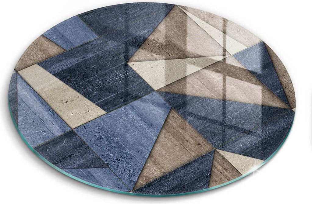 Glasschneideplatte - Herdabdeckplatte - fi30 cm -Schneidebrett - Spritzschutz - Geometrische Abstraktion
