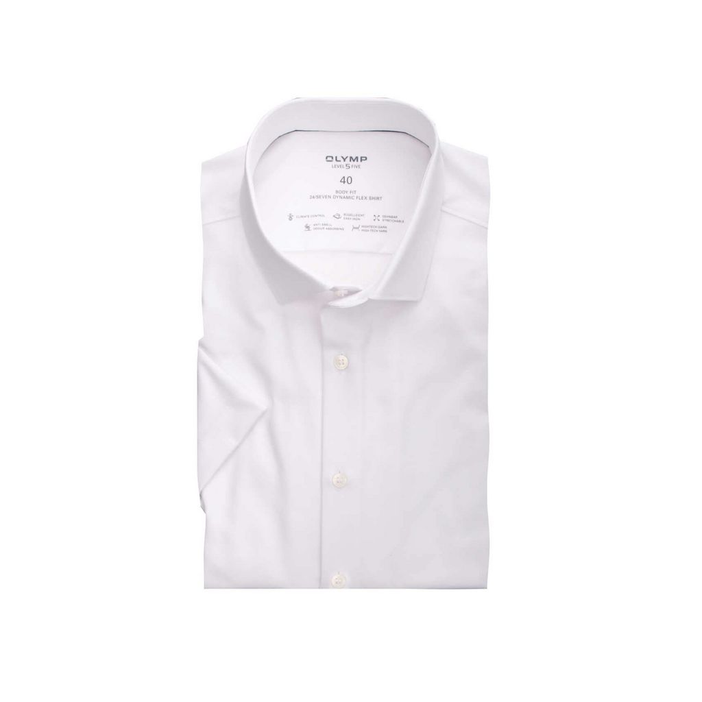 Olymp Slim-Fit Hemd kurzarm weiß einfarbig