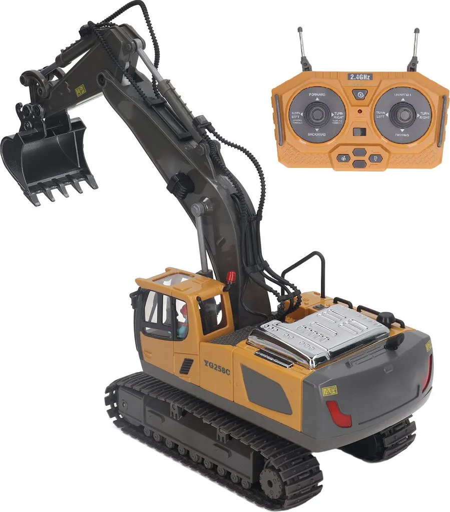 Jouet pelleteuse télécommandée grand format avec cabine rotative et sons