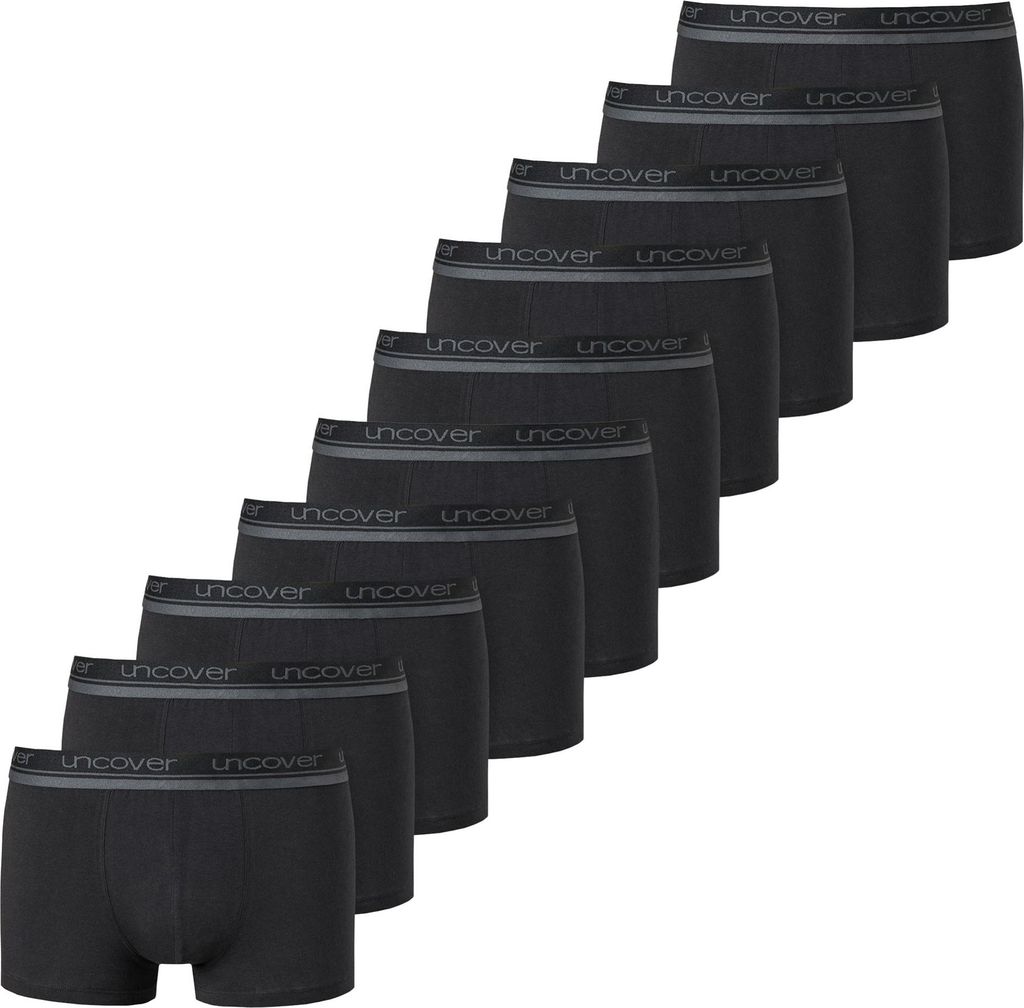 UNCOVER by SCHIESSER Herren Boxershorts, 10er Pack - Shorts, Single Jersey, einfarbig Schwarz L