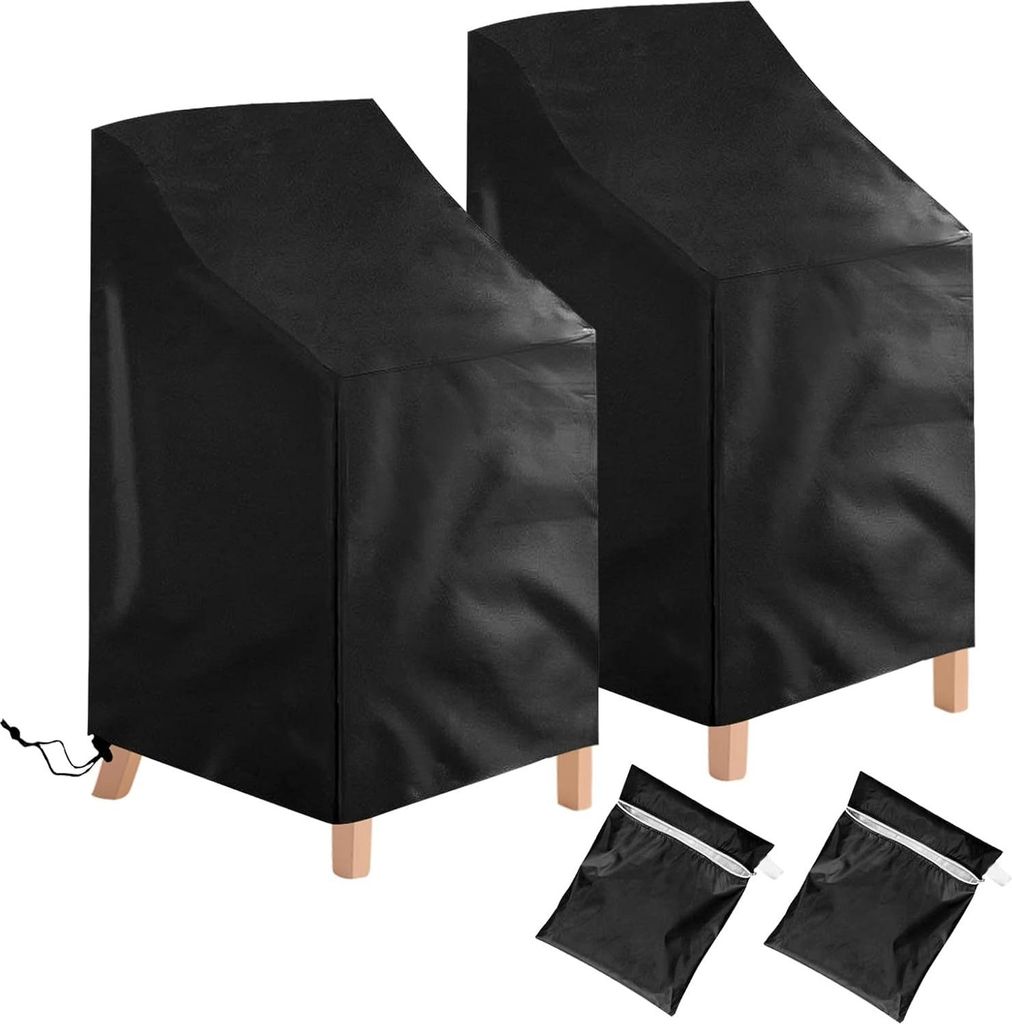 2er-Pack Gartenstuhlhussen – wasserdicht, winddicht, UV-beständig – Oxford-Polyester – für stapelbare Stühle – bis zu 6 Stühle