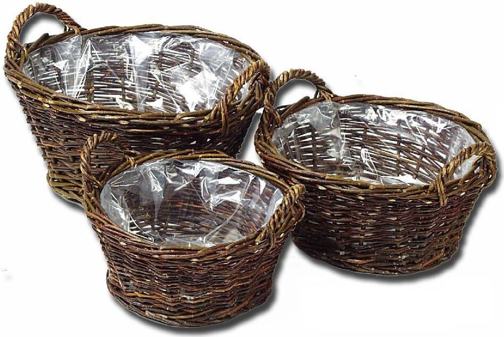 Weidenkorb 3er-Set I Ø30cm + Ø34cm + Ø39cm I Pflanzkorb naturbelassen I 3 Stück - 16,66 € pro Stück