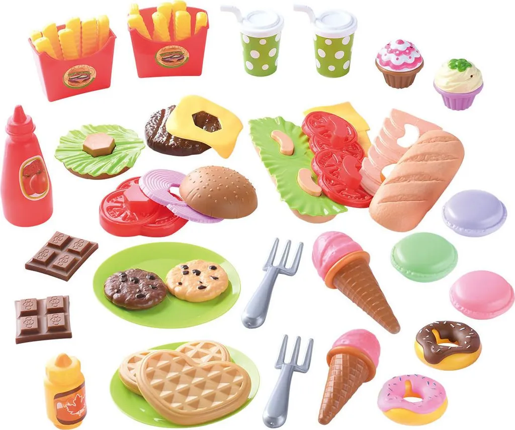 Dînette Enfant Complète avec Assortiment de Repas et Snacks 60 pcs