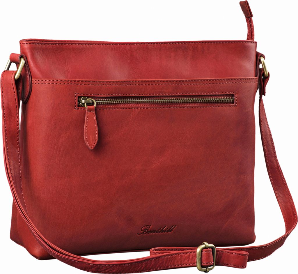 Benthill Handtasche Damen Leder - Tasche aus echtem Rindsleder - Schultertasche mit Reißverschluss - Vintage Umhängetasche