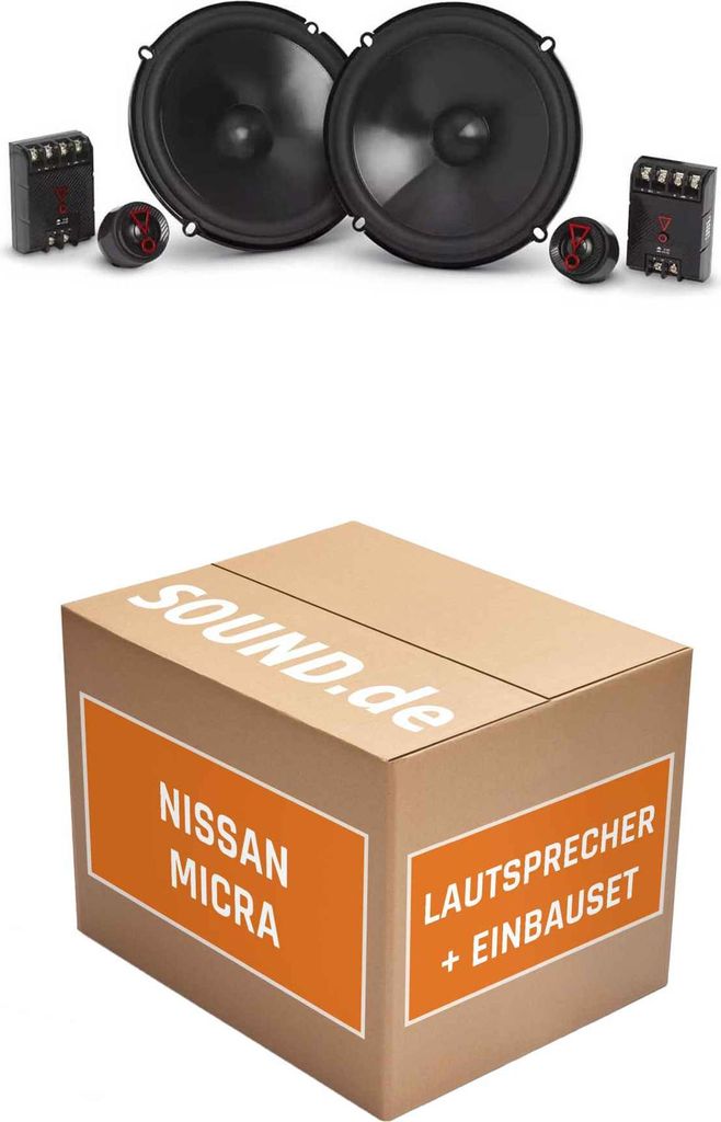 Lautsprecher Boxen Einbaupaket vorne JBL Stage3 607CF passend für Nissan Micra K12 + 4/5-Türer | 2x Tief-Mitteltöner 2x Hochtöner