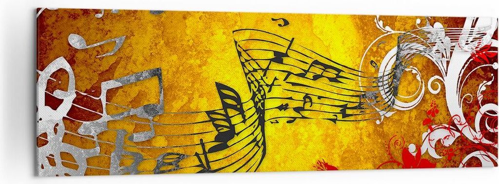 Bild auf Leinwand - Leinwandbild - Musik Konzert Spaß Blume - 160x50cm - Wand Bild - Wanddeko - Leinwanddruck - Bilder - Kunstdruck - Wanddekorati...