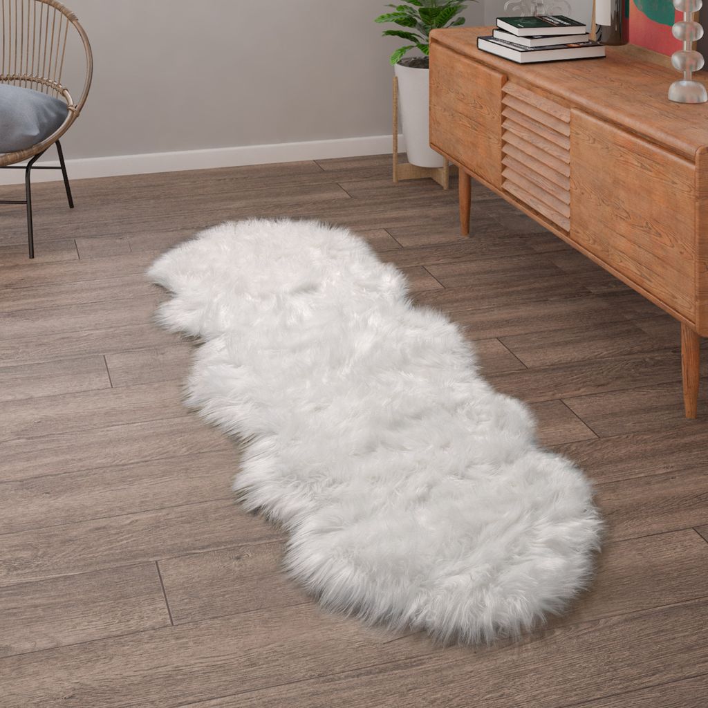 Kunstfell Fellteppich Imitat Teppich Hochflor Sitzkissen Produktbild 