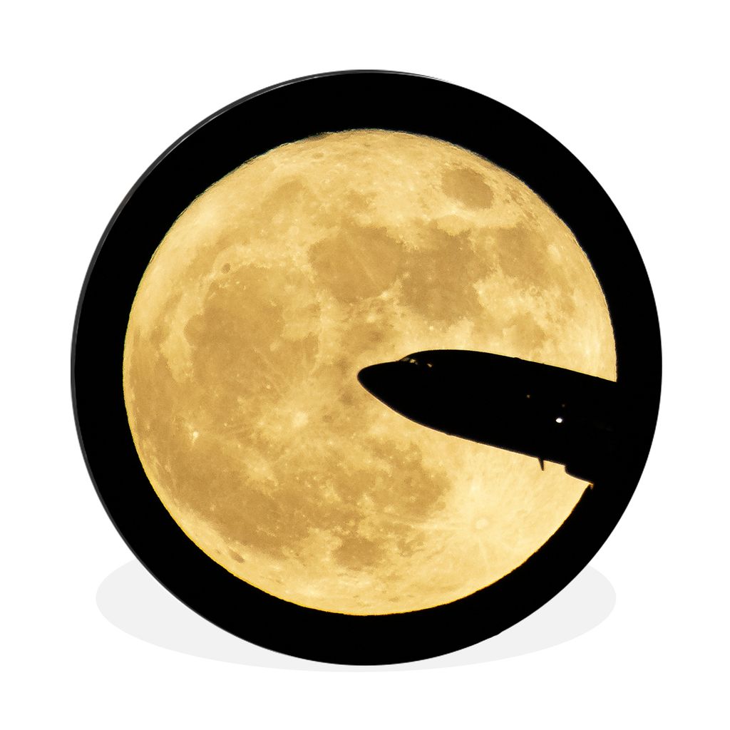 MuchoWow Aluminium Wandkreis Mond - Flugzeug - NASA Ø 30 cm Wanddeko Modern Wohnzimmer - Wand Bild - Wohnzimmer - Runde Bilder - Alubilder - Kun...