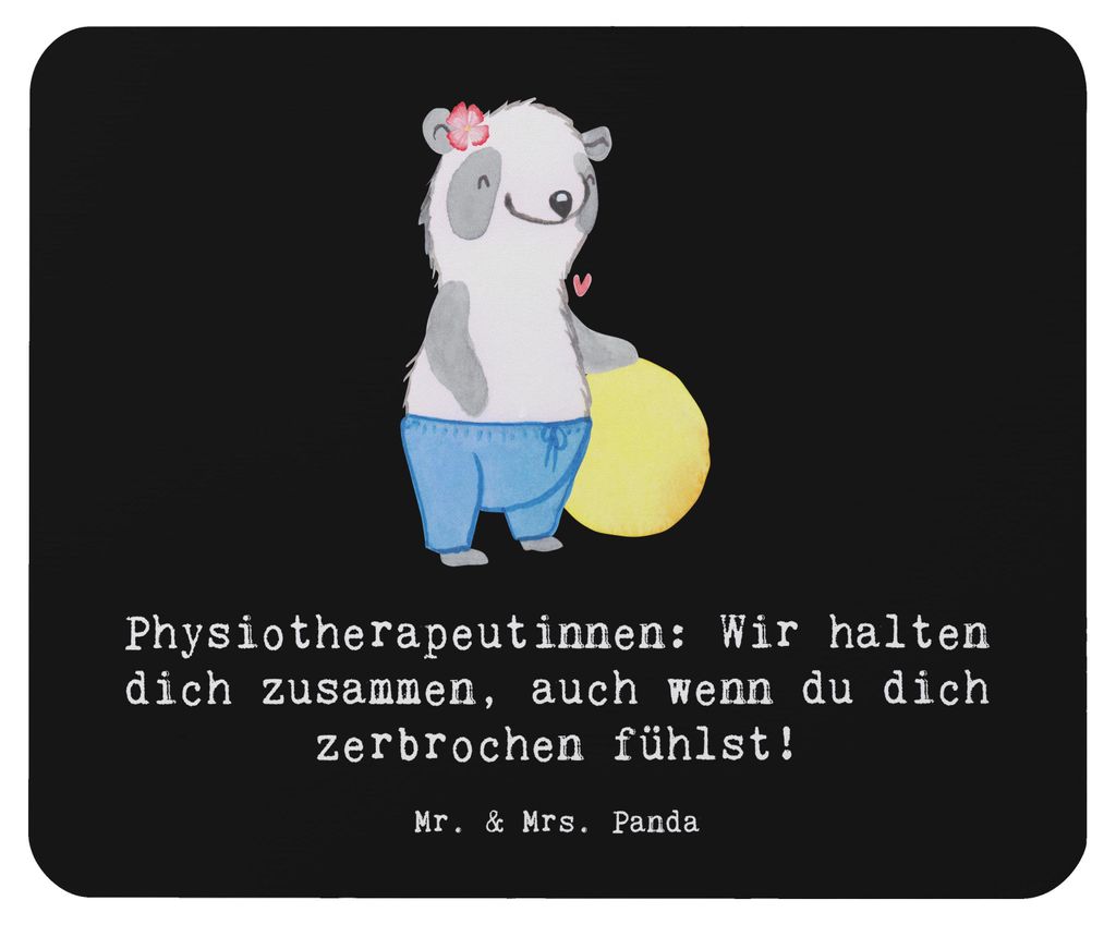 Mr. & Mrs. Panda Mouse Pad Physiotherapeutin Zusammenhalt - Schwarz - Geschenk, gummi mauspad, wir halten dich zusammen, Mousepad, Übungen, Gesche...