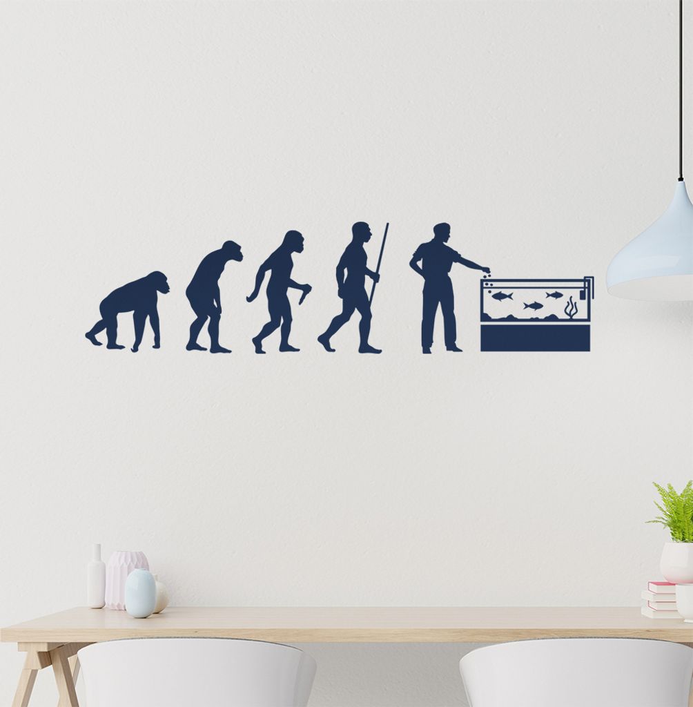 Aquaristik Fische Evolution Wandtattoo Wandaufkleber Wall Sticker - Dekoration, Küche, Wohnzimmer, Schlafzimmer, Badezimmer
