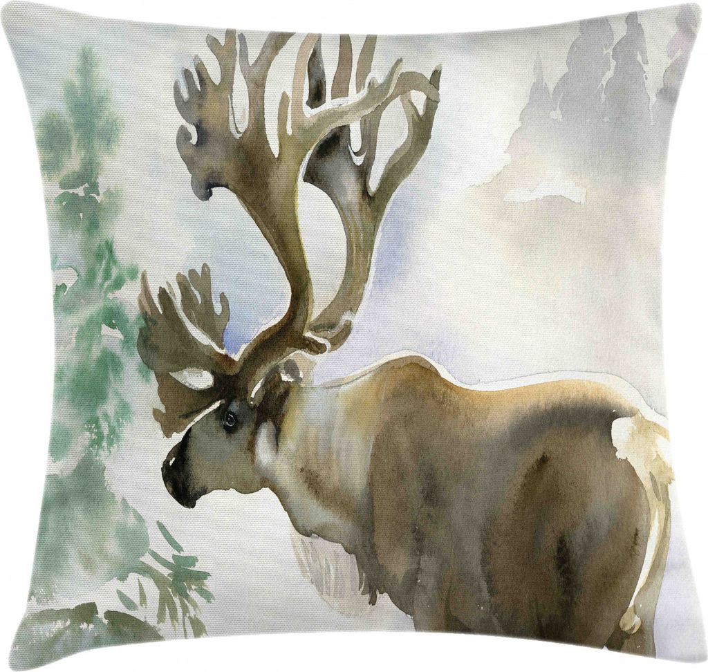 ABAKUHAUS Hirsch Kissenbezug, Winterwald-Farben-Art, Waschbar mit Reißverschluss Kissenhülle mit Farbfesten Klaren Farben Beidseitiger Druck, 40 ...