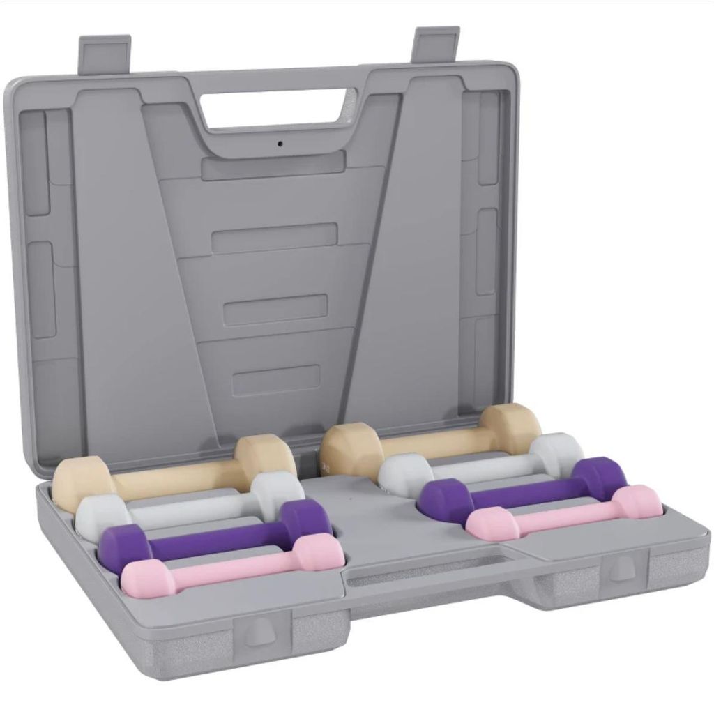 Hantelset 4 Paar 0,5kg-10kg Hanteln mit Koffer, Hantel-Set Komplettes