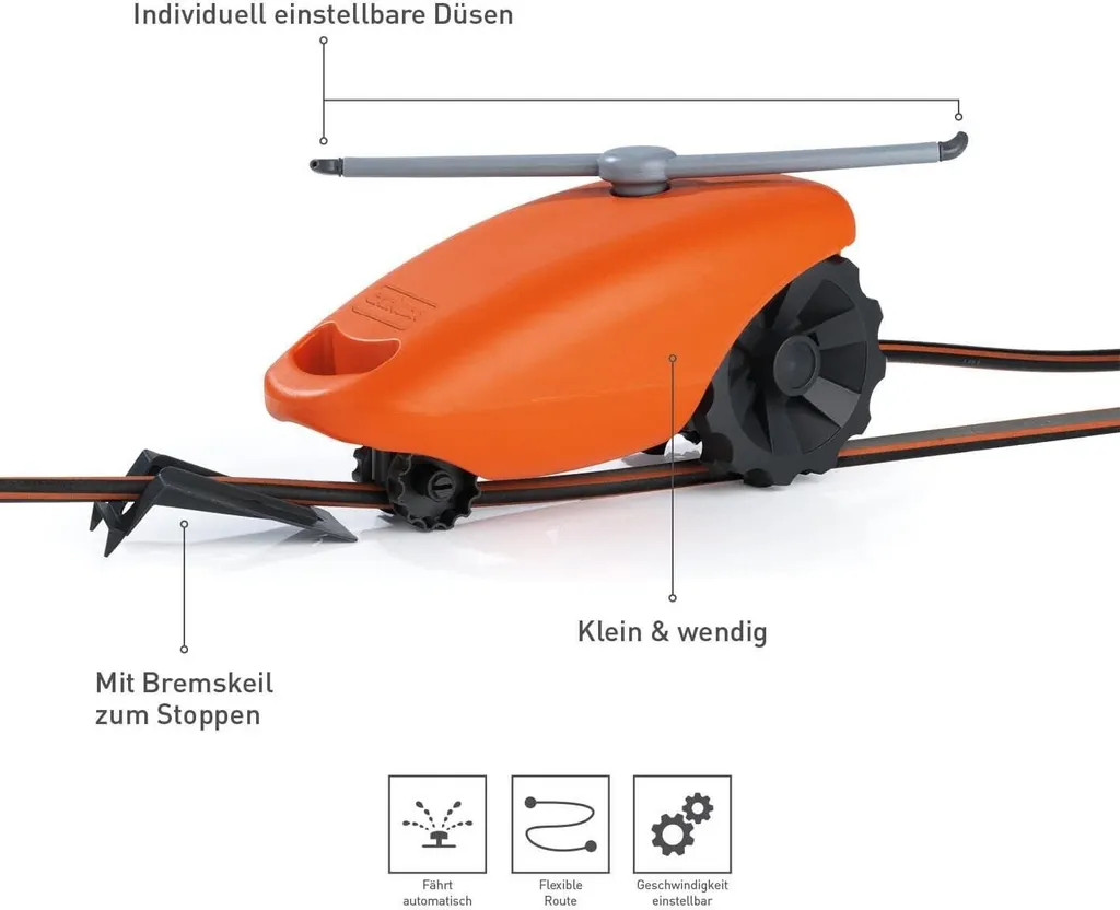 GARVIDA Arroseur autotracté orange avec interrupteur d'arrêt d'eau - 4