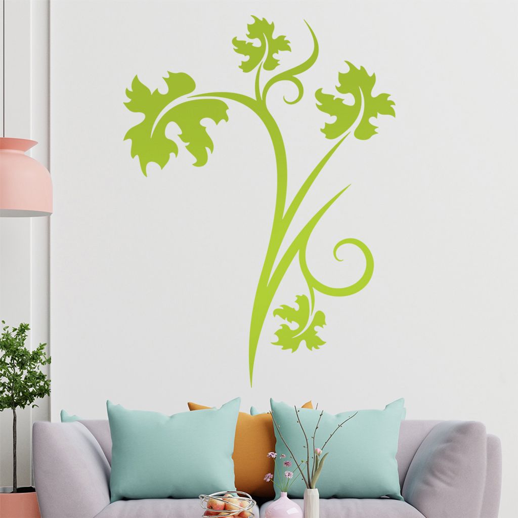 Blätter - Linien Wandtattoo in 6 Größen - Wandaufkleber Wall Sticker - Dekoration, Küche, Wohnzimmer, Schlafzimmer, Badezimmer