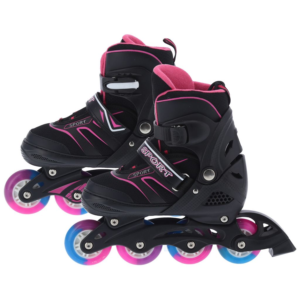 Kinder Inliner verstellbar 31-42 Inline Skates Rollschuhe blinkende Rolle LED 
