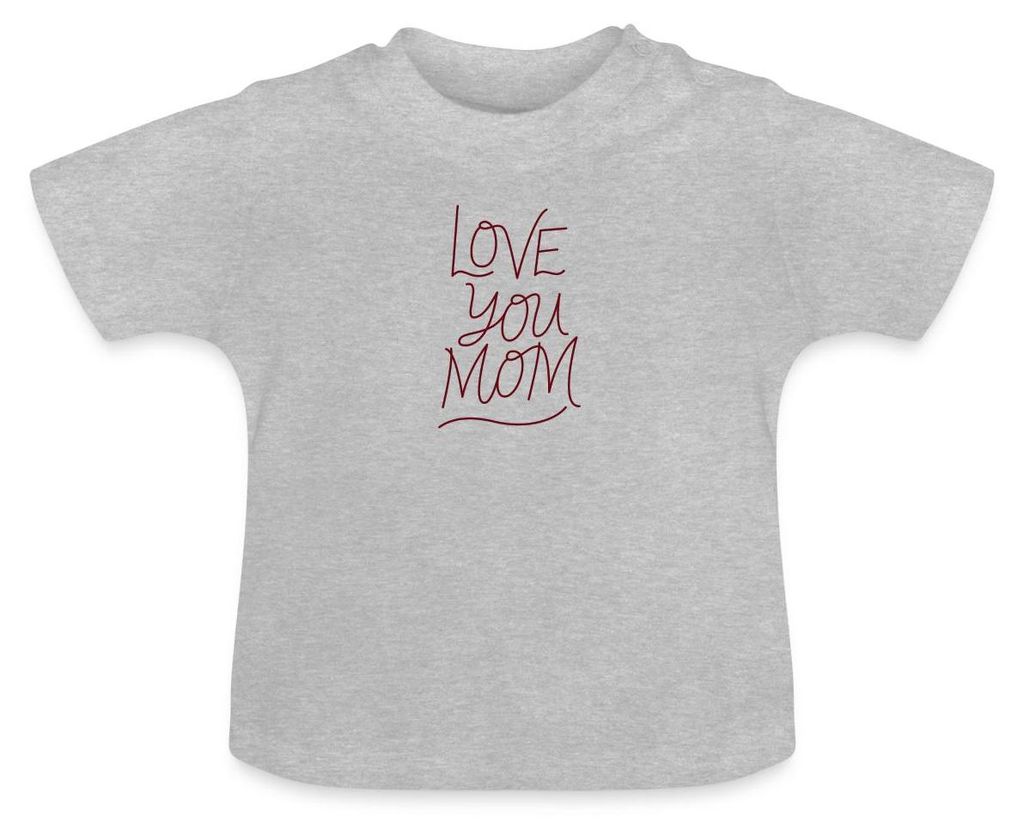 Spreadshirt Geschenk Mom | Love You Mom Baby Bio-T-Shirt mit Rundhals, 12-18 Monate, Grau meliert