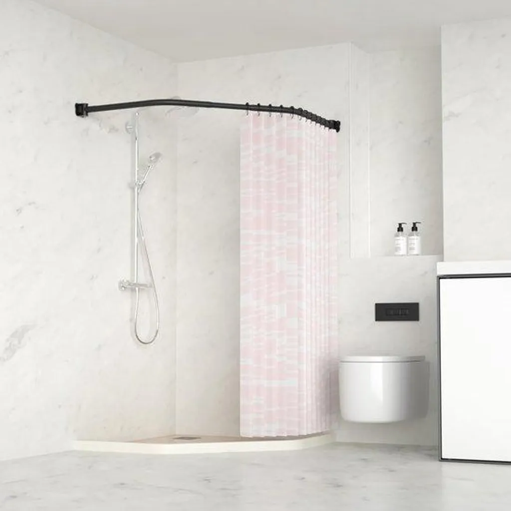 Barre de douche télescopique extensible 90-160 cm en acier noir satiné