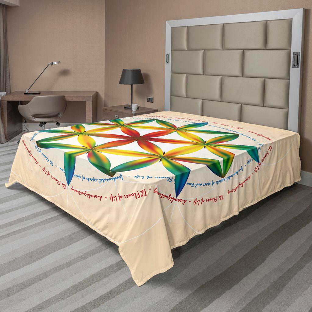 ABAKUHAUS Geometrie Bettlaken, Symbol des grundlegenden Aspekts von Raum und Zeit Esoterischer neuer gewundener Druck, weiches bequemes oberes Bett...
