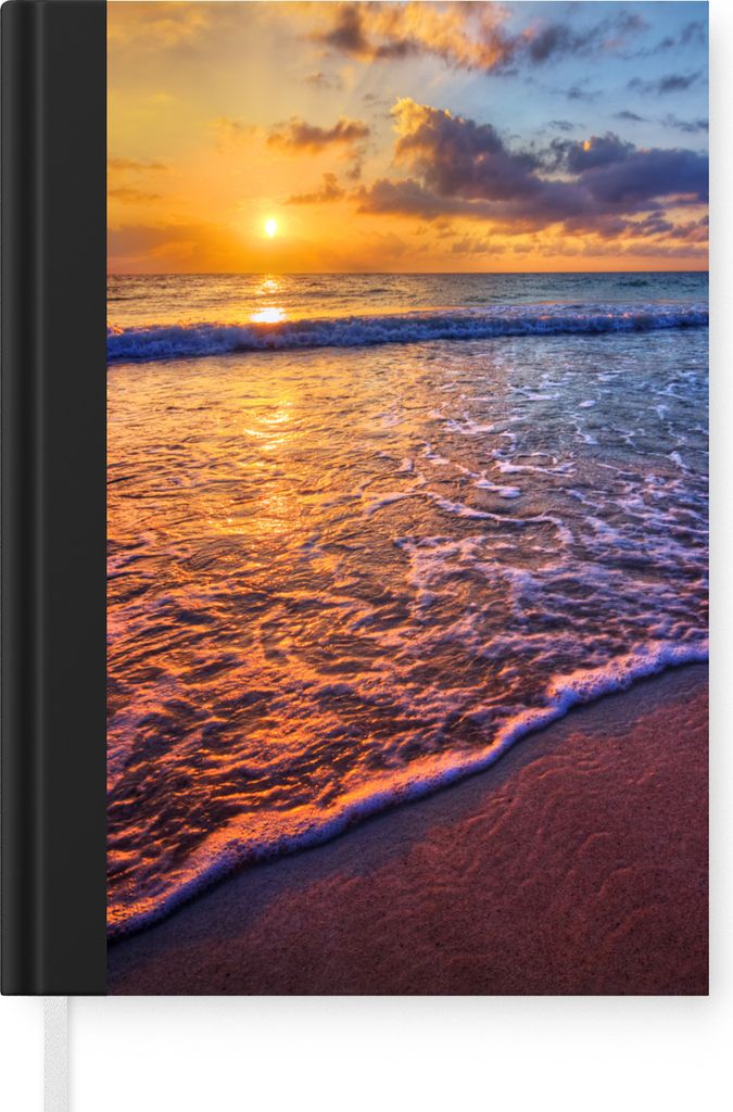 MuchoWow Notizbuch Tagebuch Haushaltsbuch Notebook A5 Meer - Strand - Sonnenuntergang - Wolken - Horizont - Notizblock - Notizheft - Notebook - S...