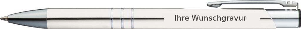 20 Kugelschreiber aus Metall / mit Gravur / Farbe: weiß