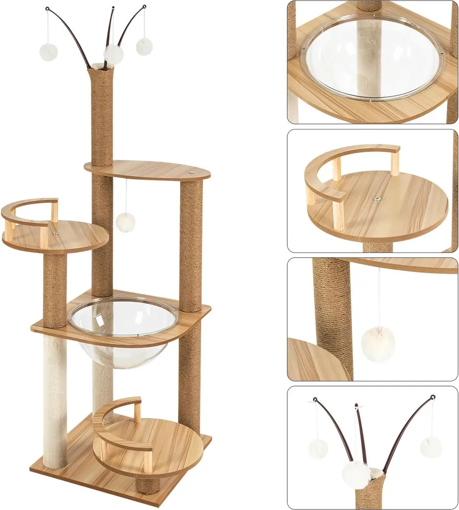 Arbre à chat d'appartement 4 niveaux pour grimper et faire ses griffes